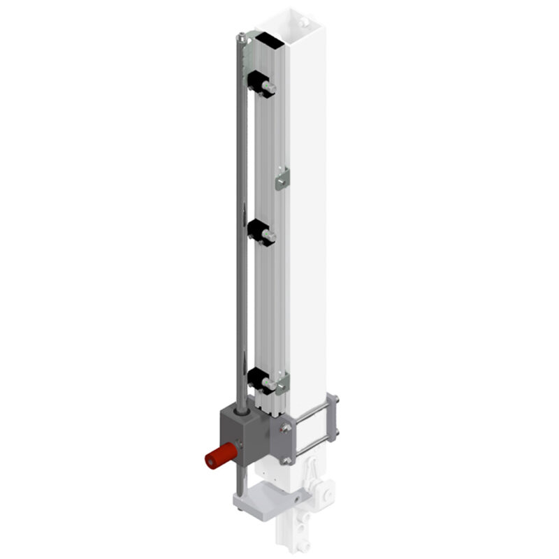 Induktive Mehrfachpositionsabfrage mit pneumatischer Klemmeinheit Vertikalachse handy-lift 200
